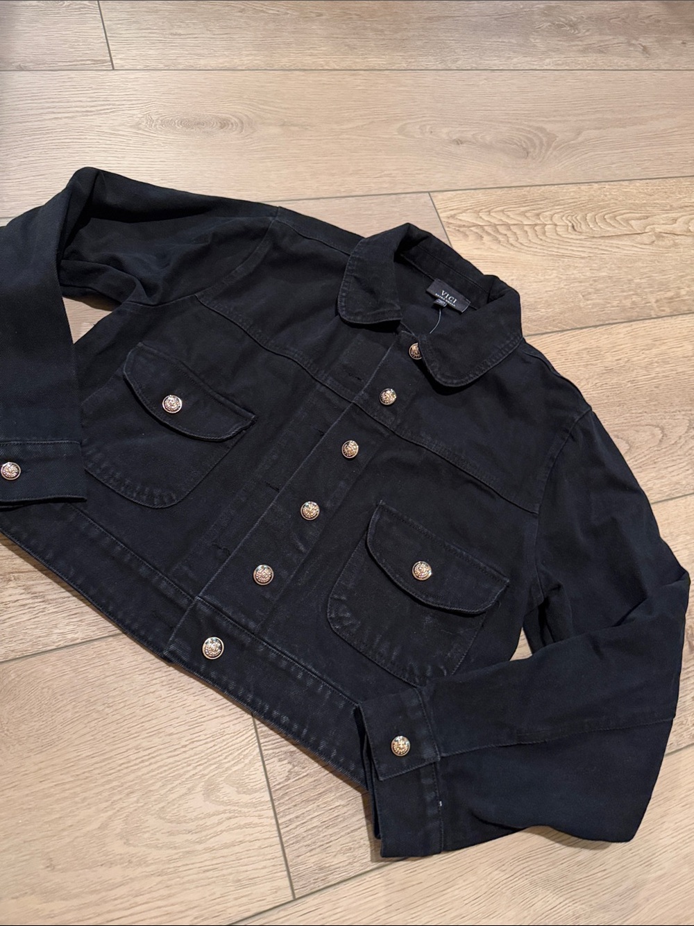 Vici Black Lightweight Shirt Jacket with Decorative Buttons